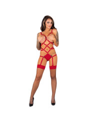CONJUNTO LENCERÍA THIARA BODY Y MEDIAS ROJO S/M DE LA MARCA LIVCO CORSETTI SETS