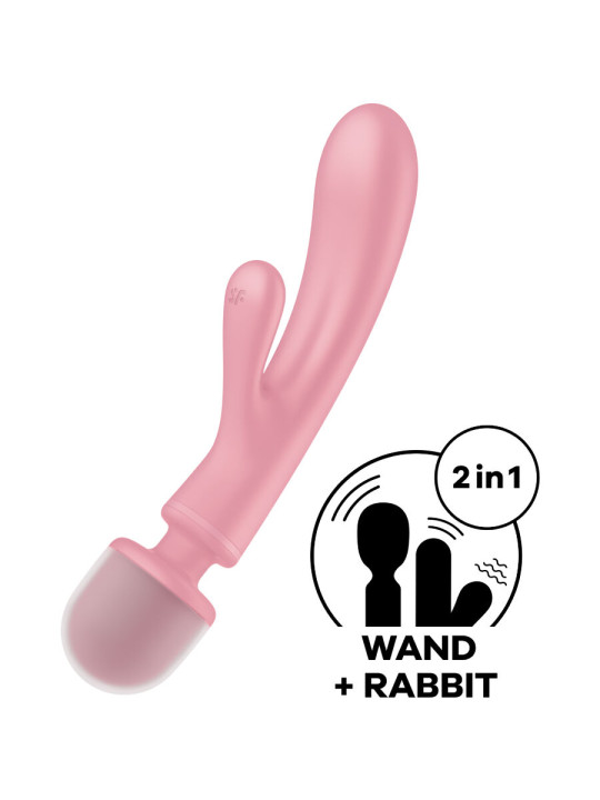 VIBRADOR RABBIT TRIPLE LOVER 3 MOTORES SILICONA ROSA DE LA MARCA SATISFYER VIBRATOR