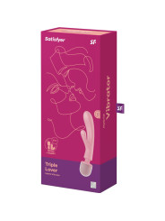 VIBRADOR RABBIT TRIPLE LOVER 3 MOTORES SILICONA ROSA DE LA MARCA SATISFYER VIBRATOR
