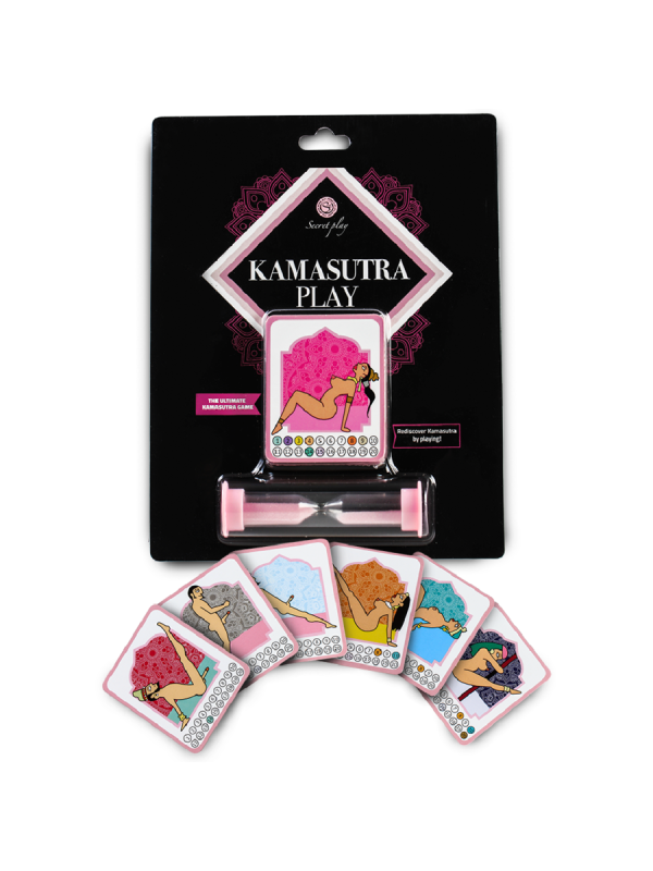 JUEGO DE CARTAS KAMASUTRA PARA PAREJAS CON RELOJ DE ARENA DE LA MARCA SECRETPLAY 100% GAMES