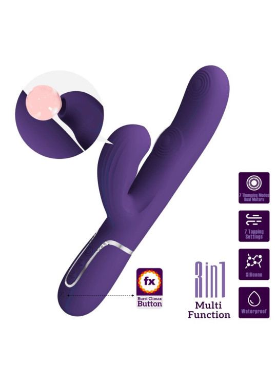 VIBRADOR PUNTO G PERLITA 3 EN 1 MULTIFUNCIÓN MORADO DE LA MARCA PRETTY LOVE FLIRTATION