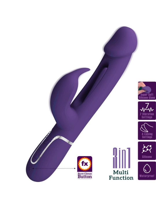 VIBRADOR RABBIT 3 EN 1 RECARGABLE CON LENGUA Y FUNCIONES MÚLTIPLES DE LA MARCA PRETTY LOVE FLIRTATION