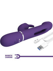 VIBRADOR RABBIT 3 EN 1 RECARGABLE CON LENGUA Y FUNCIONES MÚLTIPLES DE LA MARCA PRETTY LOVE FLIRTATION