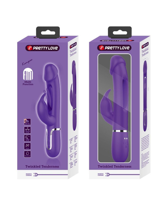 VIBRADOR RABBIT 3 EN 1 RECARGABLE CON LENGUA Y FUNCIONES MÚLTIPLES DE LA MARCA PRETTY LOVE FLIRTATION
