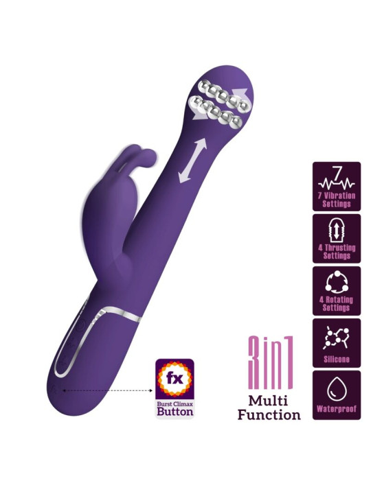 VIBRADOR RABBIT 3 EN 1 MULTIFUNCIÓN PLACER INTENSO MORADO DE LA MARCA PRETTY LOVE FLIRTATION