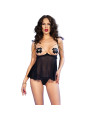 SET BABYDOLL 4 PIEZAS ENCAGE NEGRO S - CHILIROSE DE LA MARCA CHILIROSE BABYDOLLS