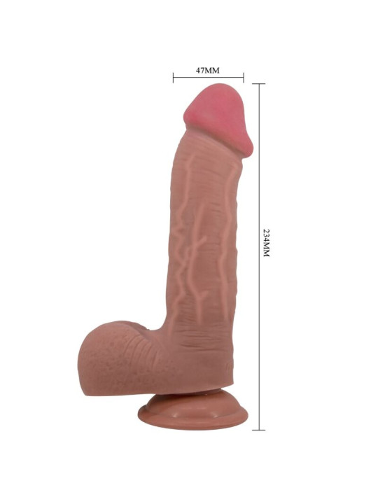 DILDO REALÍSTICO CON VENTOSA Y PIEL DESLIZANTE MULATO 23.4 CM DE LA MARCA PRETTY LOVE HIGH GRADE