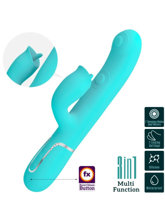 VIBRADOR RABBIT 7 MODOS LICKING VERDE AGUA DE LA MARCA PRETTY LOVE FLIRTATION
