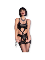 SET LENCERÍA CROTCHLESS ROJO CON LÁTIGO Y MEDIAS DE LA MARCA CHILIROSE SETS