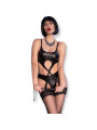 SET LENCERÍA CROTCHLESS ROJO CON LÁTIGO Y MEDIAS DE LA MARCA CHILIROSE SETS