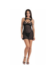 CAMISÓN TRANSPARENTE CON TANGA ENCAJE NEGRO S/M DE LA MARCA LIVCO CORSETTI SETS