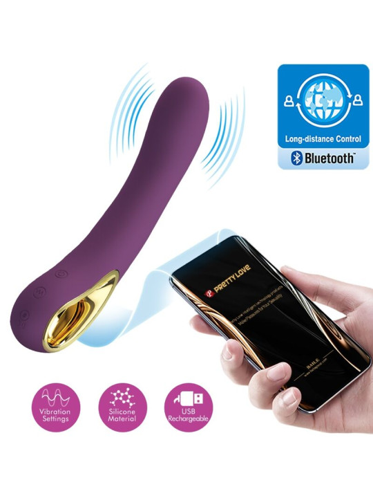 VIBRADOR RECARGABLE ETHAN LILA 12 MODOS CON APP DE LA MARCA PRETTY LOVE SMART