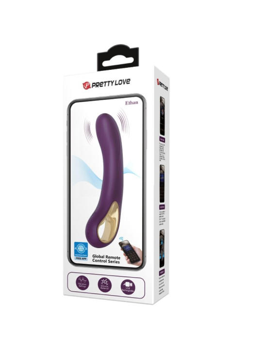 VIBRADOR RECARGABLE ETHAN LILA 12 MODOS CON APP DE LA MARCA PRETTY LOVE SMART