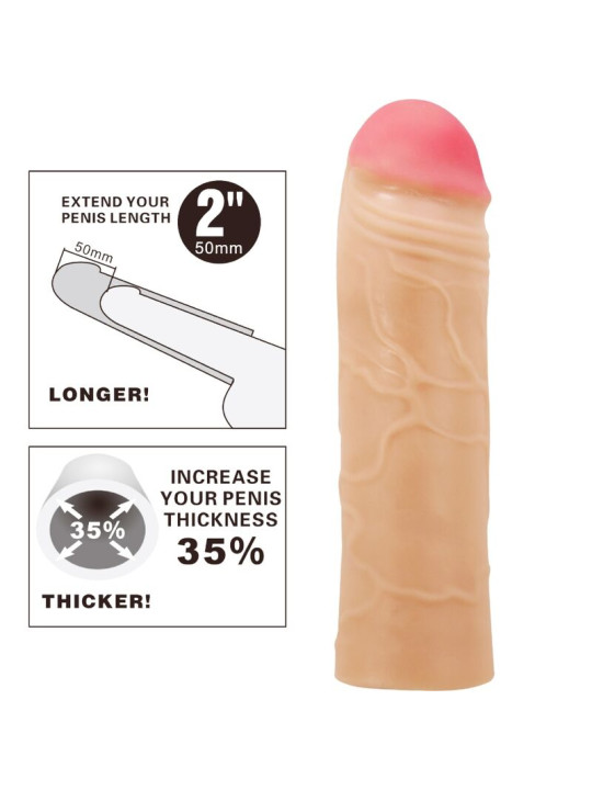 FUNDA EXTENSORA DE PENE REALISTA 2 PULGADAS DE LA MARCA PRETTY LOVE MALE
