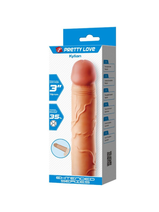FUNDA PENE EXTENSORA 3 PULGADAS TEXTURA REALISTA DE LA MARCA PRETTY LOVE MALE