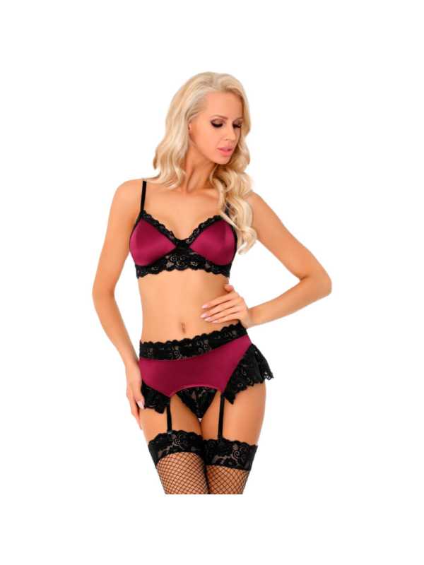 CONJUNTO LENCERÍA SATÉN BURDEOS Y ENCAJE LIVCO CORSETTI DE LA MARCA LIVCO CORSETTI SETS