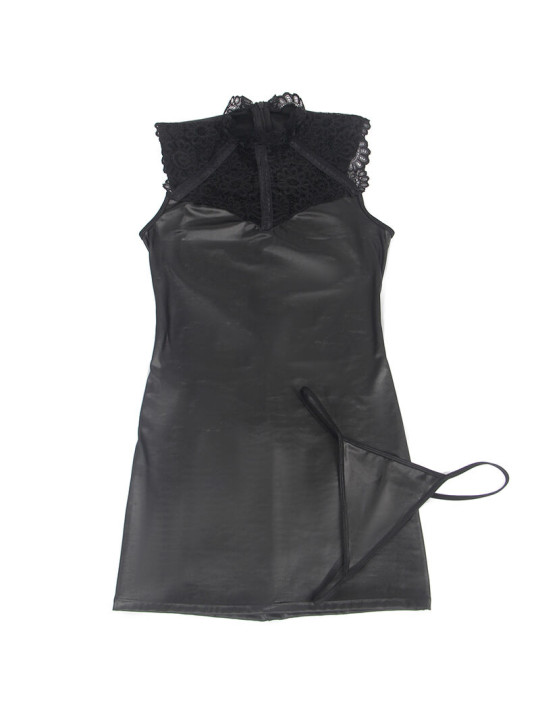 VESTIDO SEXY DE CUERO Y ENCAJE NEGRO SUBBLIME DE LA MARCA SUBBLIME DRESSES