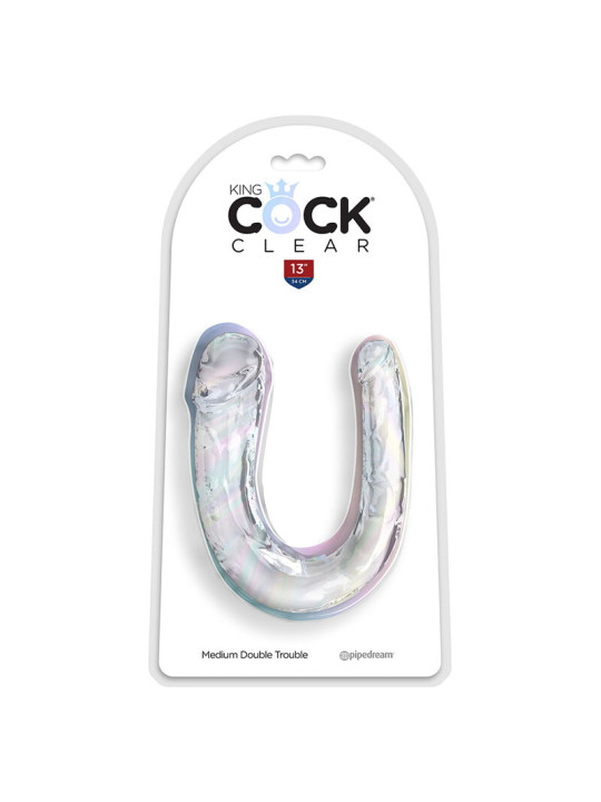 DILDO DOBLE REALISTA 33 CM TRANSPARENTE KING COCK DE LA MARCA KING COCK