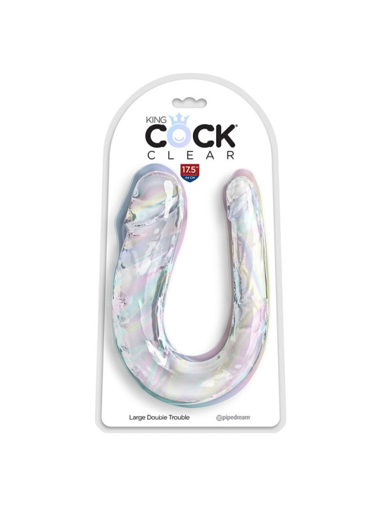 DILDO DOBLE TRANSPARENTE KING COCK 44 CM REALISTA DE LA MARCA KING COCK