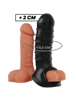 EXTENSIÓN DE PENE V15 NEGRO CON FUNDA TEXTURIZADA DE LA MARCA VIRILXL