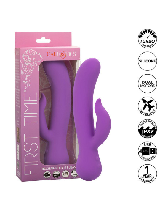 VIBRADOR RECARGABLE CALEXOTICS FIRST TIME PLACER MORADO DE LA MARCA CALEXOTICS
