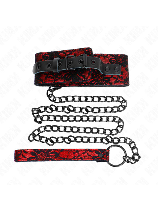COLLAR BDSM CON CORREA DE CUERO Y ENCAJE 105 CM DE LA MARCA KINK COLLAR & GAG