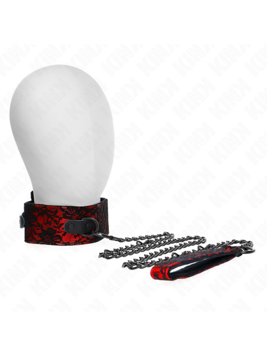 COLLAR BDSM CON CORREA DE CUERO Y ENCAJE 105 CM DE LA MARCA KINK COLLAR & GAG