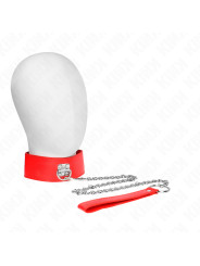COLLAR BDSM CON CORREA AJUSTABLE ROJO KINK 65 CM DE LA MARCA KINK COLLAR & GAG