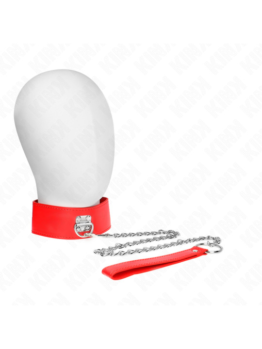 COLLAR BDSM CON CORREA AJUSTABLE ROJO KINK 65 CM DE LA MARCA KINK COLLAR & GAG