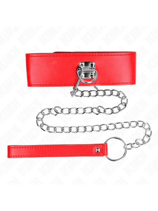 COLLAR BDSM CON CORREA AJUSTABLE ROJO KINK 65 CM DE LA MARCA KINK COLLAR & GAG