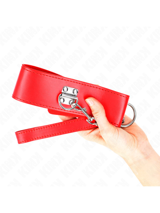 COLLAR BDSM CON CORREA AJUSTABLE ROJO KINK 65 CM DE LA MARCA KINK COLLAR & GAG