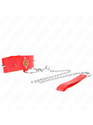 COLLAR CON CORREA ROJO DIAMANTES AJUSTABLE KINK BDSM DE LA MARCA KINK COLLAR & GAG