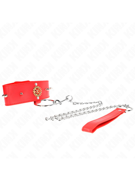 COLLAR CON CORREA ROJO DIAMANTES AJUSTABLE KINK BDSM DE LA MARCA KINK COLLAR & GAG