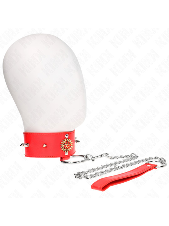 COLLAR CON CORREA ROJO DIAMANTES AJUSTABLE KINK BDSM DE LA MARCA KINK COLLAR & GAG
