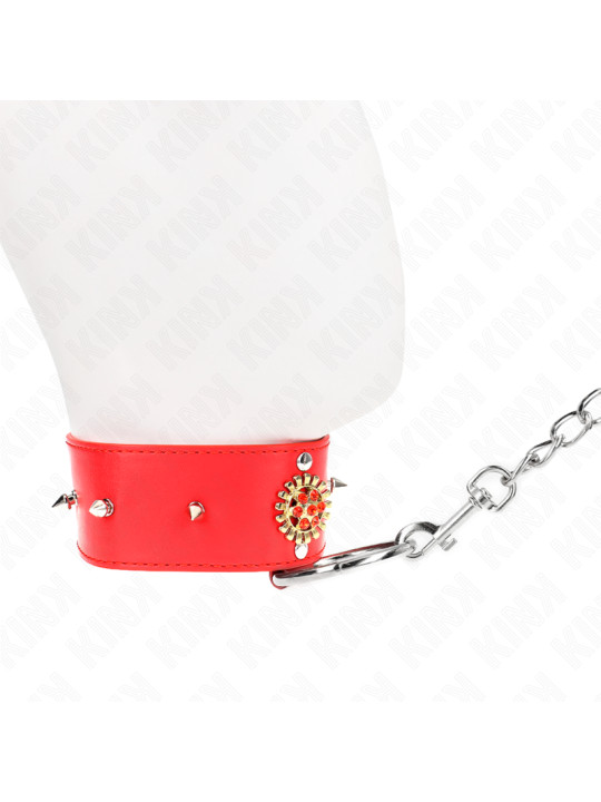 COLLAR CON CORREA ROJO DIAMANTES AJUSTABLE KINK BDSM DE LA MARCA KINK COLLAR & GAG