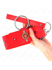 COLLAR CON CORREA ROJO DIAMANTES AJUSTABLE KINK BDSM DE LA MARCA KINK COLLAR & GAG