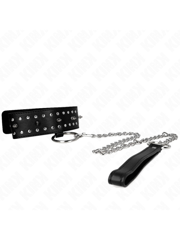 COLLAR BDSM CON CORREA AJUSTABLE Y TACHUELAS PLATEADAS DE LA MARCA KINK COLLAR & GAG