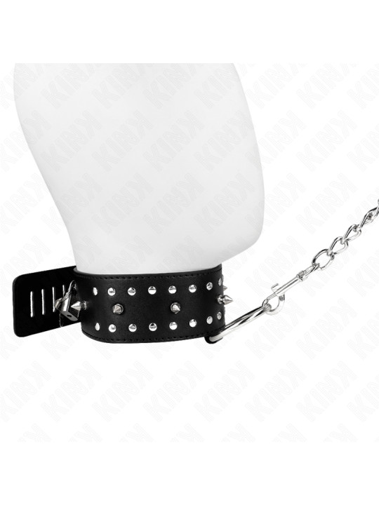 COLLAR BDSM CON CORREA AJUSTABLE Y TACHUELAS PLATEADAS DE LA MARCA KINK COLLAR & GAG