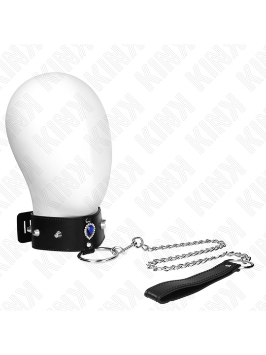 COLLAR BDSM CON CORREA AJUSTABLE Y DIAMANTES AZULES KINK DE LA MARCA KINK COLLAR & GAG