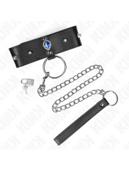 COLLAR BDSM CON CORREA AJUSTABLE Y DIAMANTES AZULES KINK DE LA MARCA KINK COLLAR & GAG