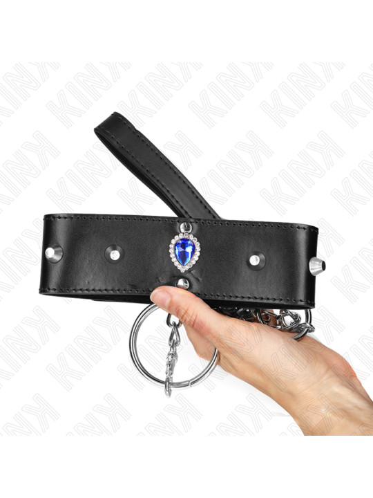 COLLAR BDSM CON CORREA AJUSTABLE Y DIAMANTES AZULES KINK DE LA MARCA KINK COLLAR & GAG