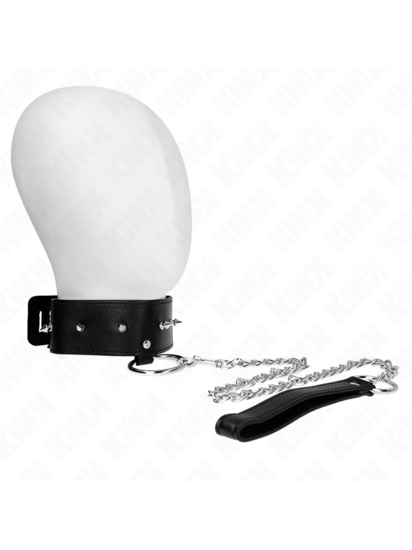 COLLAR BDSM CON CORREA AJUSTABLE Y TACHUELAS PLATEADAS DE LA MARCA KINK COLLAR & GAG