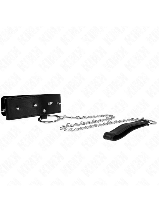 COLLAR BDSM CON CORREA AJUSTABLE Y TACHUELAS PLATEADAS DE LA MARCA KINK COLLAR & GAG