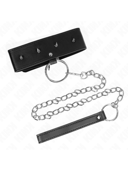 COLLAR BDSM CON CORREA AJUSTABLE Y TACHUELAS PLATEADAS DE LA MARCA KINK COLLAR & GAG