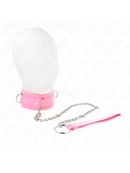 COLLAR BDSM ROSA CON CORREA AJUSTABLE KINK 65 CM DE LA MARCA KINK COLLAR & GAG