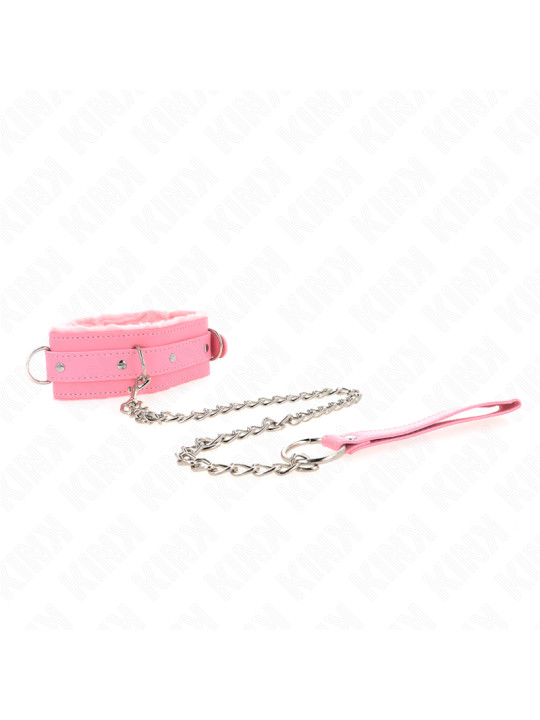 COLLAR BDSM ROSA CON CORREA AJUSTABLE KINK 65 CM DE LA MARCA KINK COLLAR & GAG