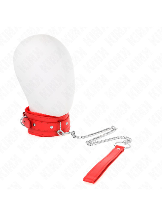 COLLAR BDSM CON CORREA AJUSTABLE ROJO KINK 36-42 CM DE LA MARCA KINK COLLAR & GAG