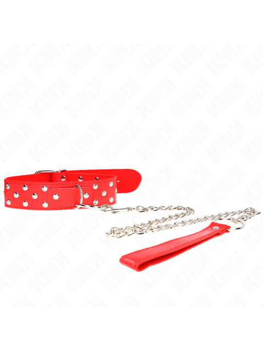 COLLAR BDSM CON CORREA AJUSTABLE ROJO KINK 65 CM DE LA MARCA KINK COLLAR & GAG