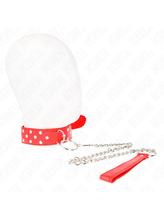 COLLAR BDSM CON CORREA AJUSTABLE ROJO KINK 65 CM DE LA MARCA KINK COLLAR & GAG
