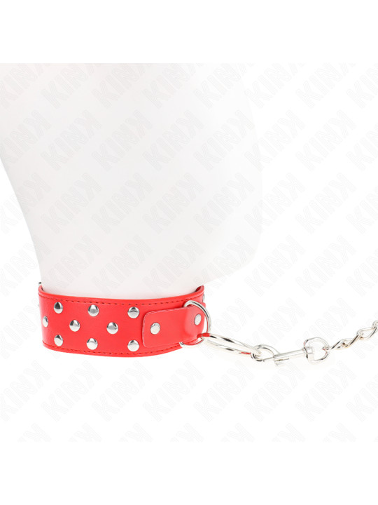 COLLAR BDSM CON CORREA AJUSTABLE ROJO KINK 65 CM DE LA MARCA KINK COLLAR & GAG